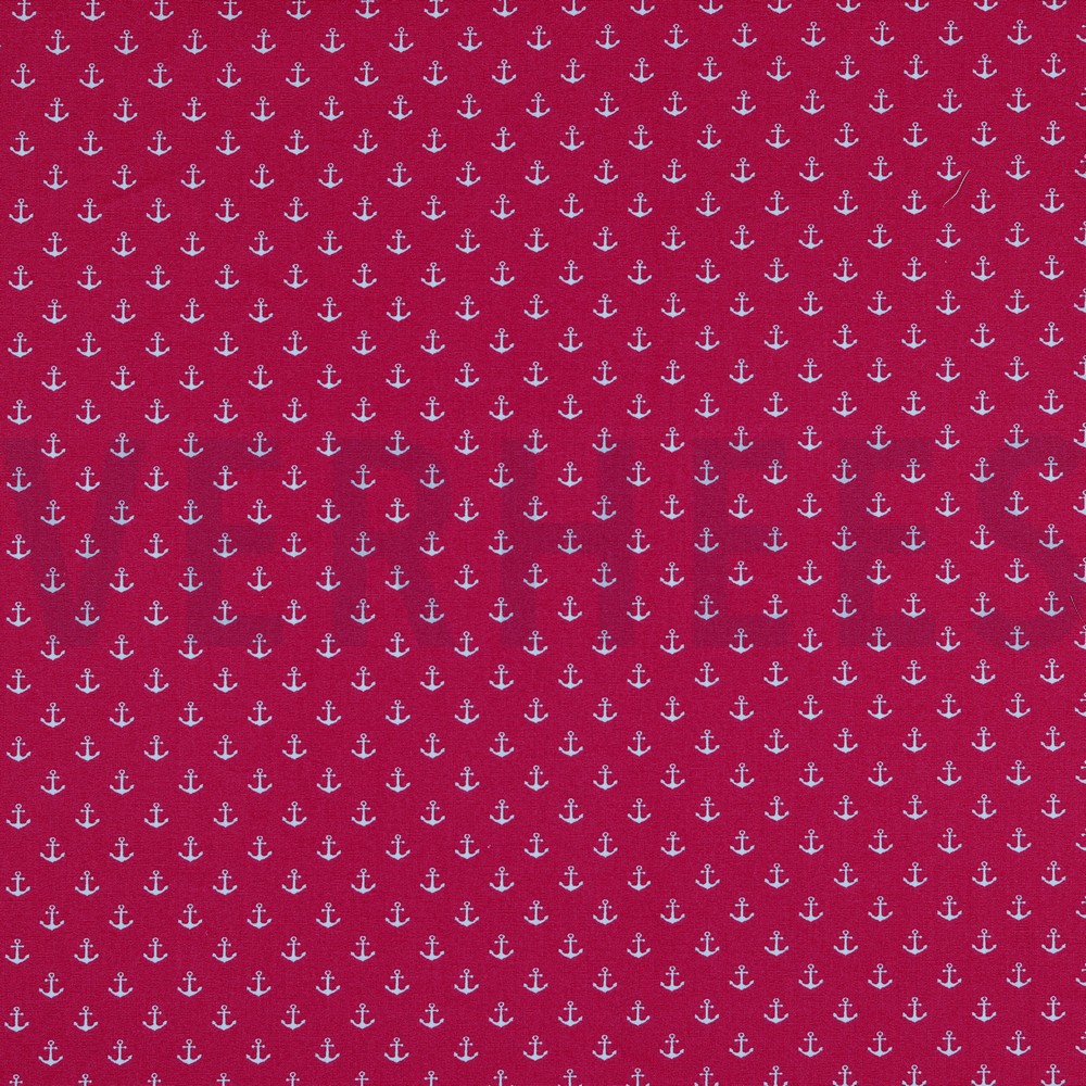 POPELINE DE COTON PETITS ANCRAGES ROSE