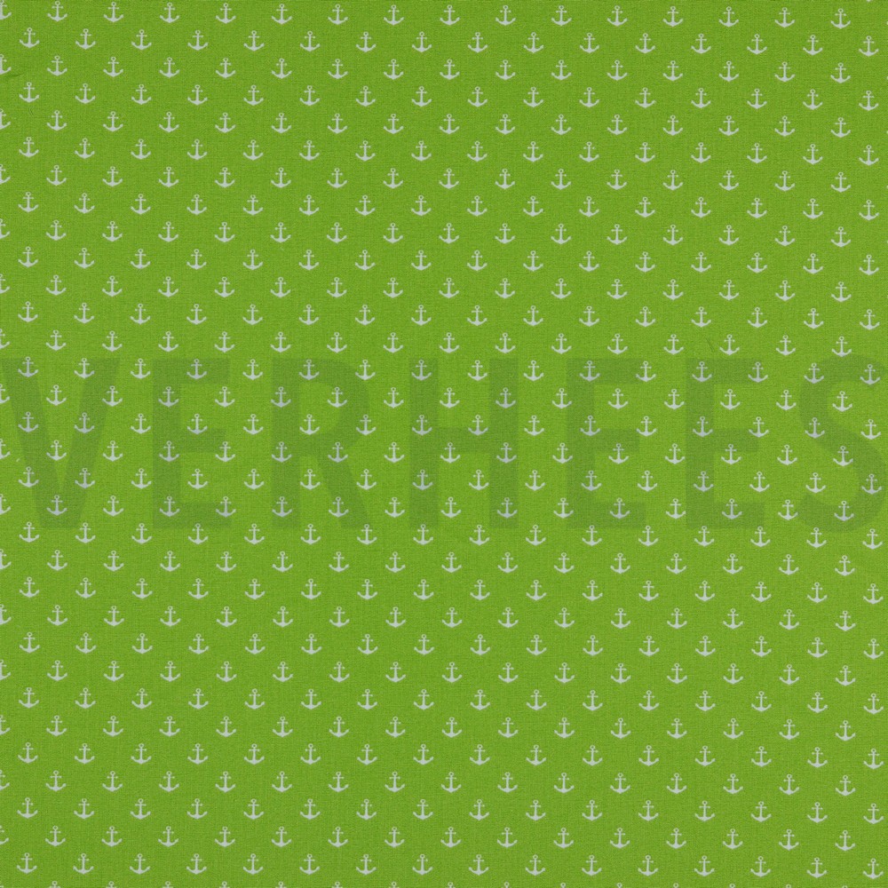 KATOENEN POPLIN KLEINE ANKERS LIMOEN