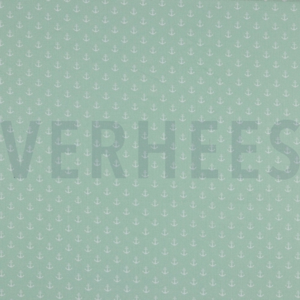 KATOENEN POPLIN KLEINE ANKERS MINT (hover)