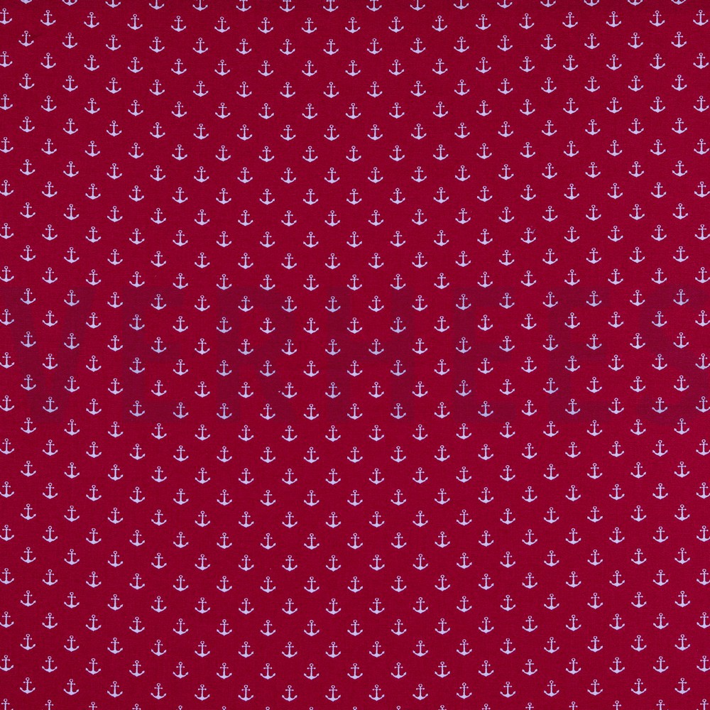 POPELINE DE COTON PETITS ANCRAGES CERISE