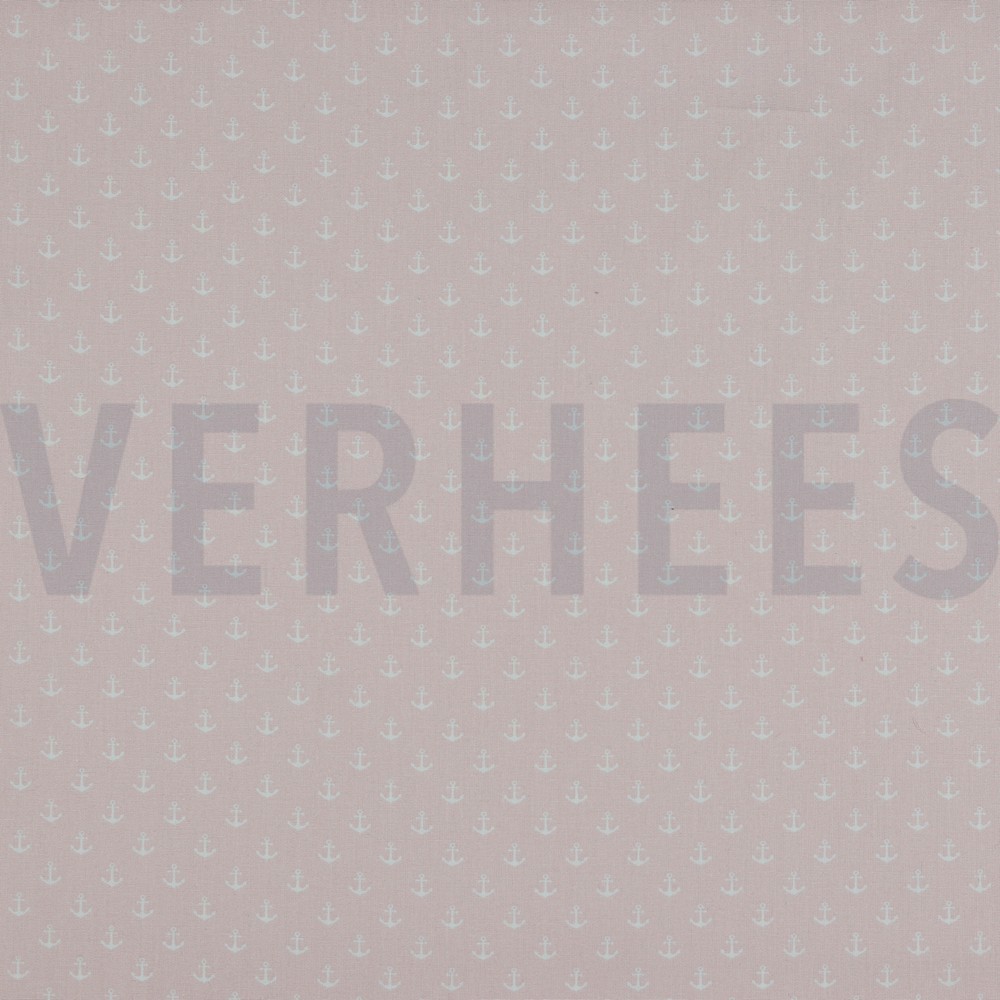 POPLIN PETIT ANCHORS LIGHT ROSE