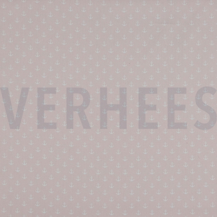 KATOENEN POPLIN KLEINE ANKERS LICHTROZE/OUDROZE (hover)