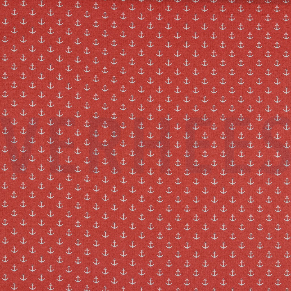 KATOENEN POPLIN KLEINE ANKERS KORAAL