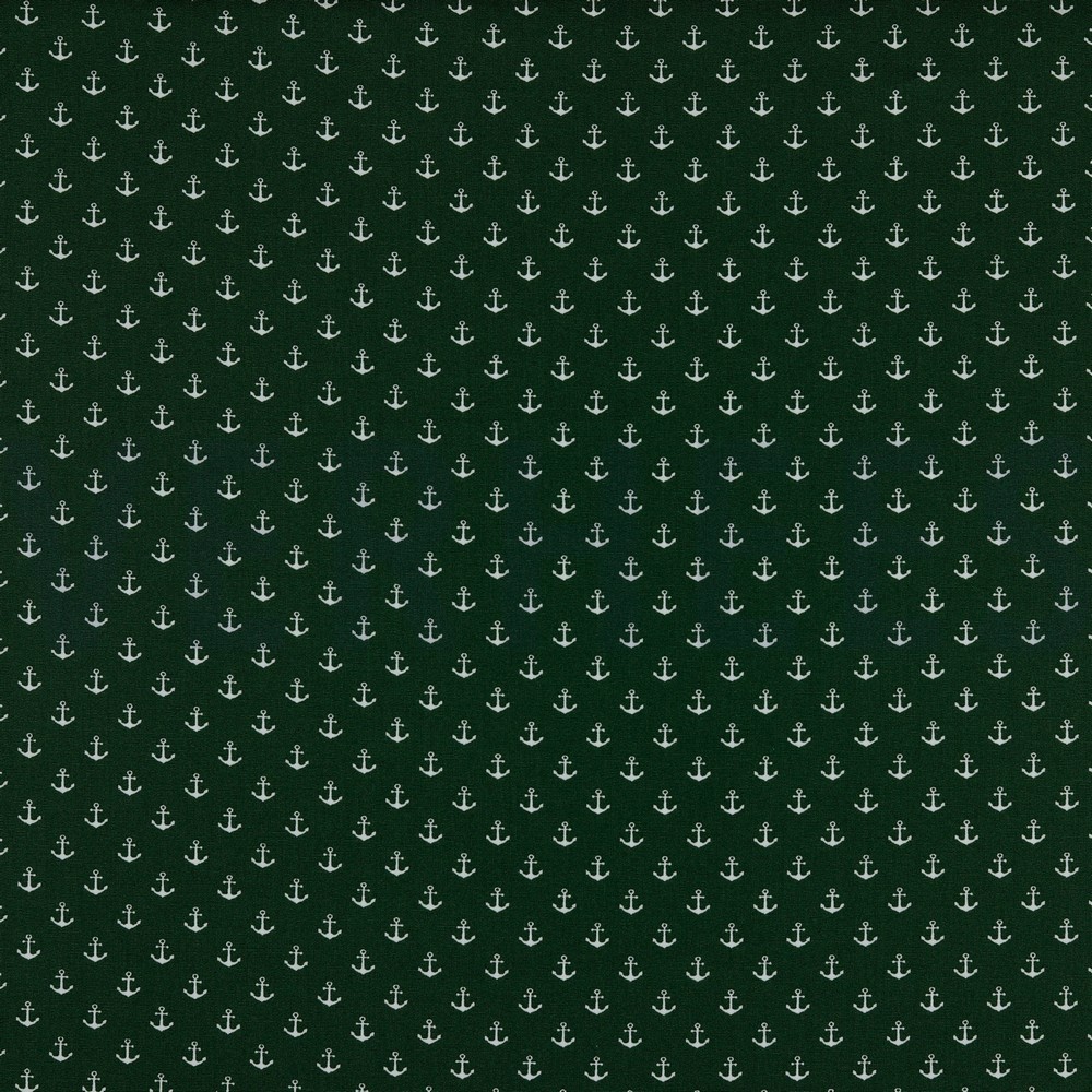 POPLIN PETIT ANCHORS DARK GREEN