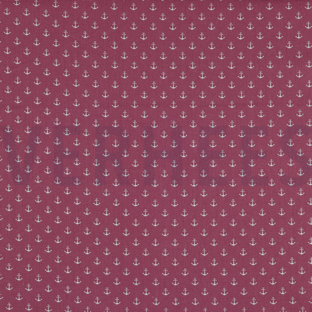 KATOENEN POPLIN KLEINE ANKERS MAUVE