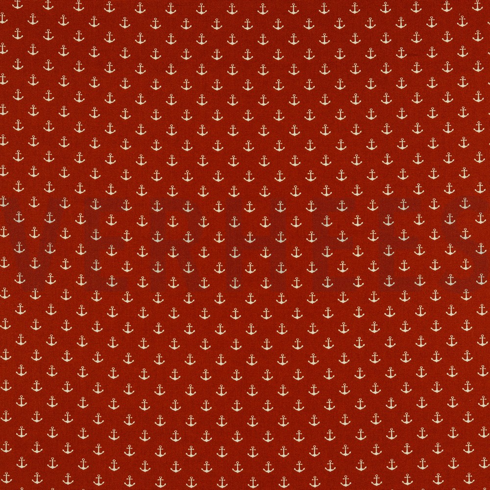 POPLIN PETIT ANCHORS TERRACOTTA