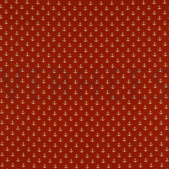 KATOENEN POPLIN KLEINE ANKERS TERRACOTTA #7
