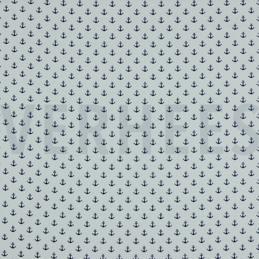 POPLIN PETIT ANCHORS WHITE/NAVY