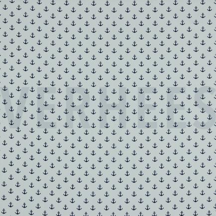 KATOENEN POPLIN KLEINE ANKERS WIT/DONKERBLAUW (hover)