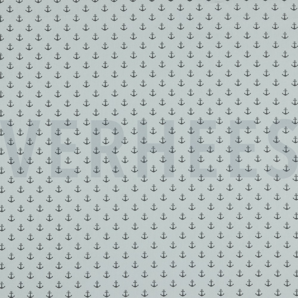 POPLIN PETIT ANCHORS WHITE/GREY