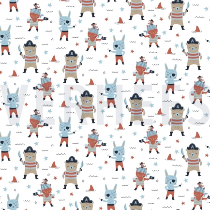 POPELINE DE COTON PIRATES BLANC (hover)