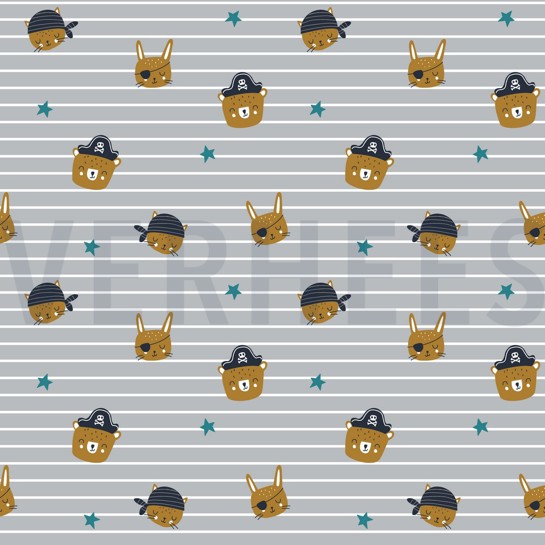 POPELINE DE COTON PIRATES GRIS CLAIR #7