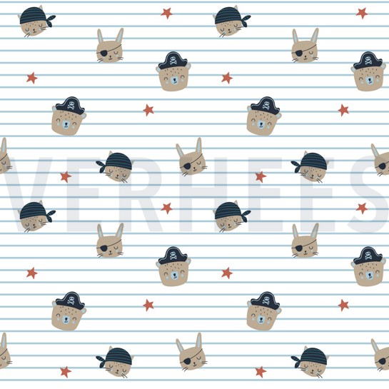 POPELINE DE COTON PIRATES BLANC #7