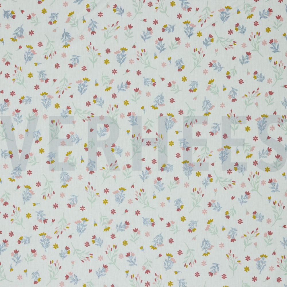 POPELINE DE COTON GLITTER FLEURS BLANC #7
