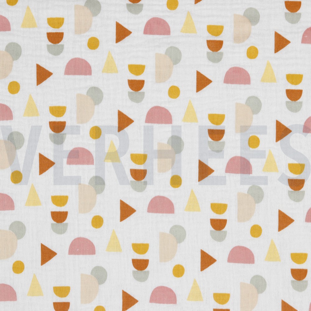 DOUBLE GAUZE GOTS STIPPEN WIT