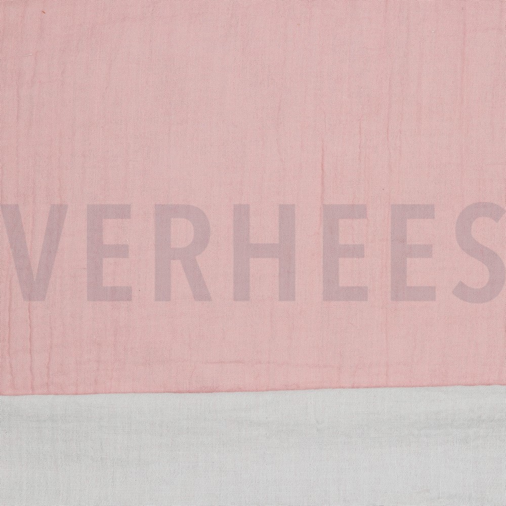 DUBBELZIJDIG DOUBLE GAUZE GOTS OUDROZE / LICHTGRIJS