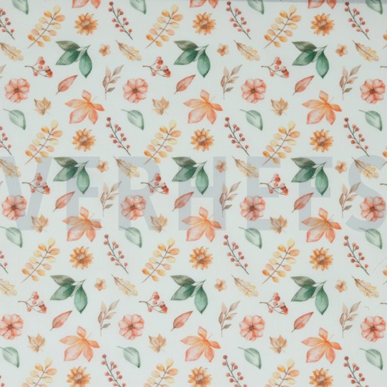 POPLIN DIGITAL AUTUMN FLOWERS WHITE #7
