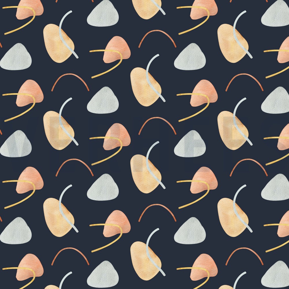 JERSEY DIGITAAL VORMEN EN LIJNEN MARINEBLAUW