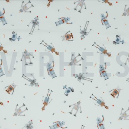 POPELINE DE COTON DIGITAL ROBOTS BLANC (hover)