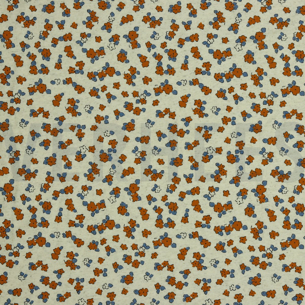LINNEN JERSEY KLEINE BLOEMEN NATUREL