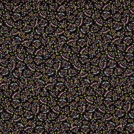 VISCOSE LUREX KLEINE BLOEMEN ZWART (hover)