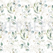 FINE POPLIN DIGITAL EUCALYPTUS LEAVES WHITE (thumbnail)
