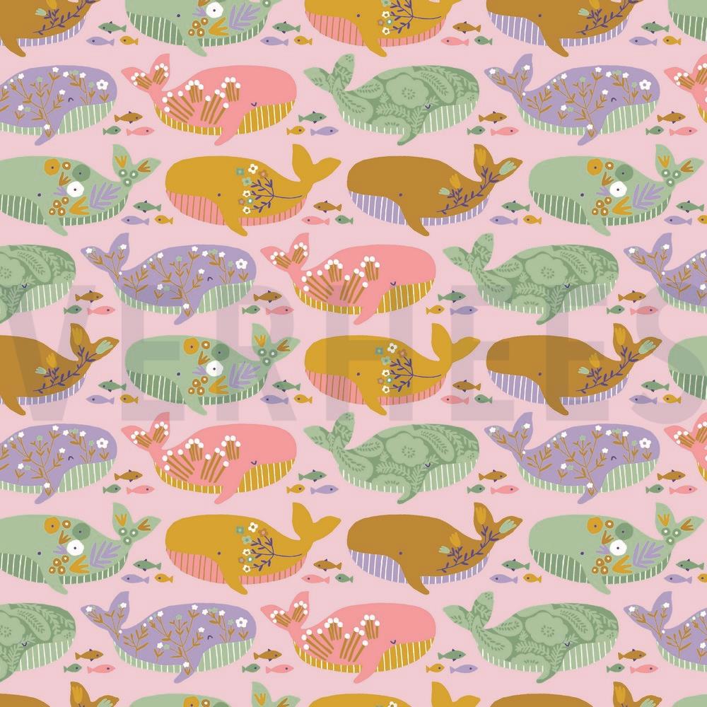 POPELINE DE COTON GOTS BELLE BALEINE ROSE PÂLE