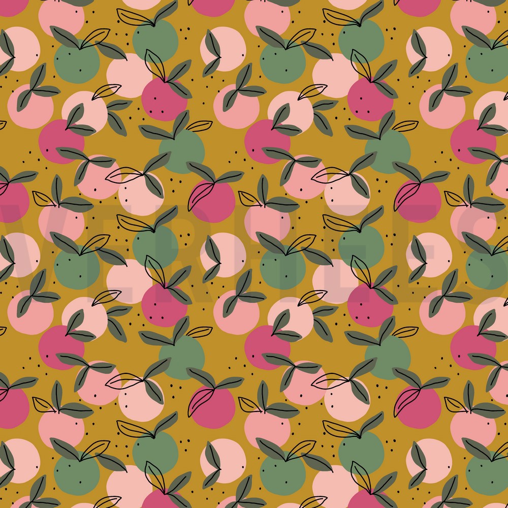 KATOENEN POPLIN GOTS PERZIKACHTIG FRUIT OKER