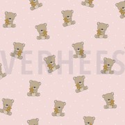 POPLIN GOTS SWEET BEAR LIGHT ROSE (thumbnail)
