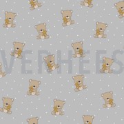 POPLIN GOTS SWEET BEAR LIGHT GREY (thumbnail)