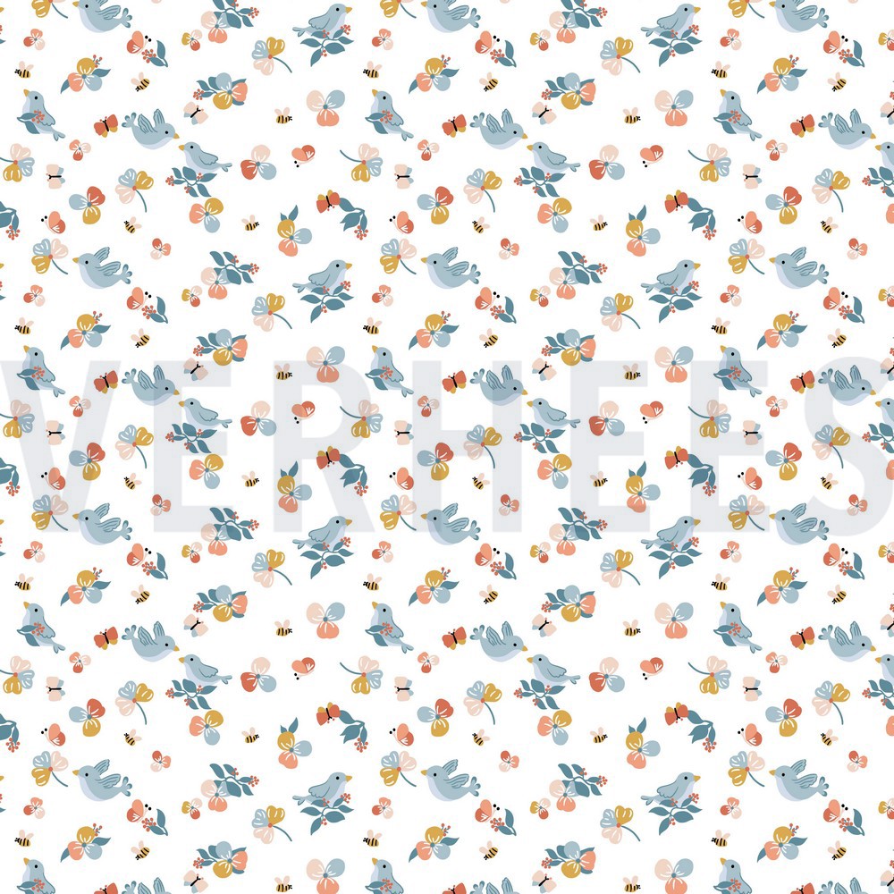 POPLIN BIRDS WHITE