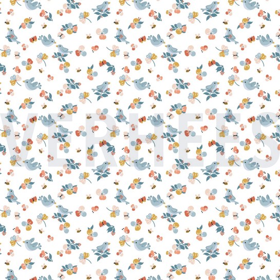 POPLIN BIRDS WHITE #7