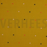 DOUBLE GAUZE EMBROIDERY DOTS OCHRE (thumbnail)