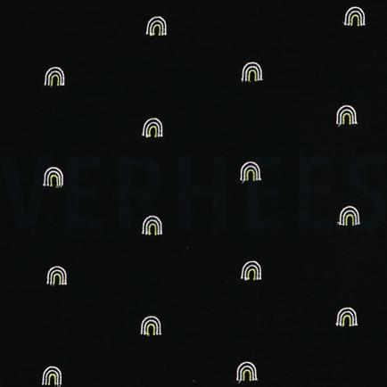 MUSSELIN STICKEREI REGENBÖGEN SCHWARZ (hover)