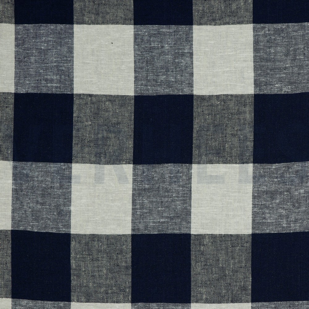 LINEN VISCOSE YARN DYED CHECKS NAVY