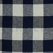 LIN VISCOSE TEINT EN FIL CARREAUX BLEU MARINE (thumbnail)