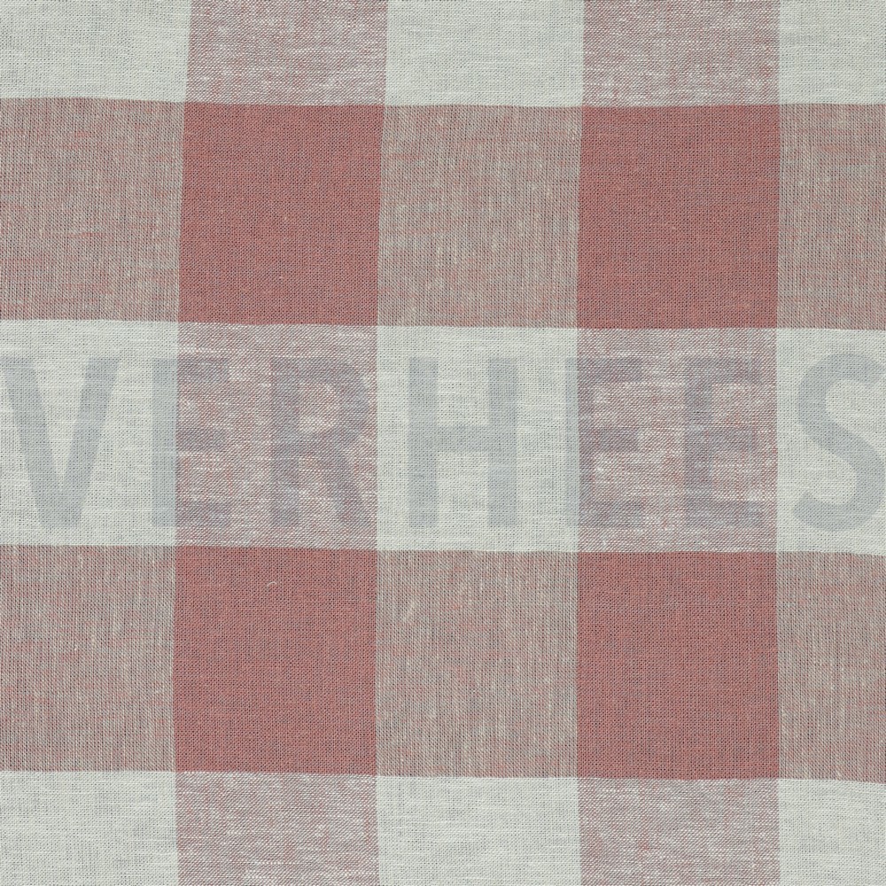 LINNEN VISCOSE GARENGEVERFD RUITEN OUDROZE