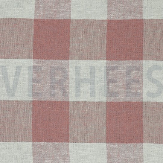 LIN VISCOSE TEINT EN FIL CARREAUX ROSE ANCIEN #7