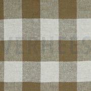 LINEN VISCOSE YARN DYED CHECKS LIGHT BROWN (thumbnail)