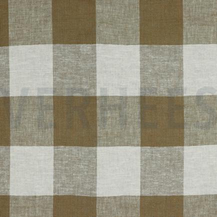LINEN VISCOSE YARN DYED CHECKS LIGHT BROWN (hover)