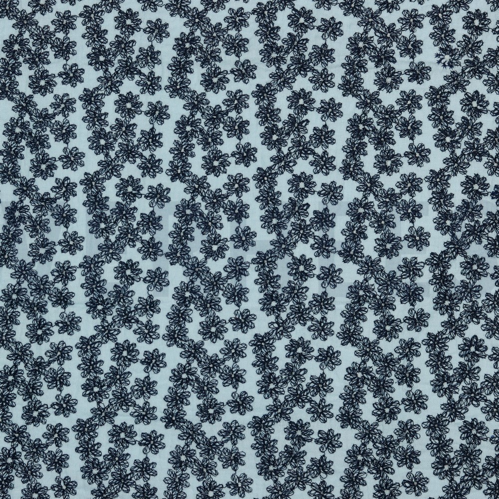DOUBLE GAUZE GEKLEURDE EMBROIDERY LICHTBLAUW