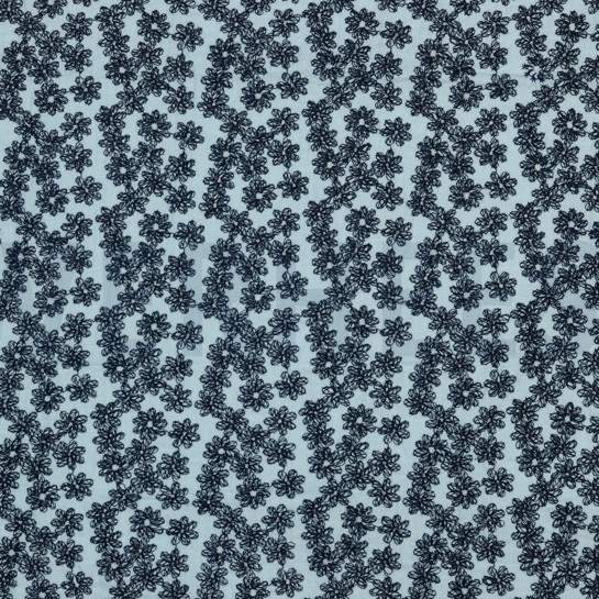 DOUBLE GAUZE GEKLEURDE EMBROIDERY LICHTBLAUW #7