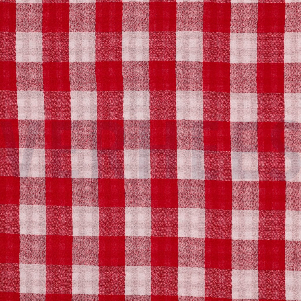 DOUBLE GAUZE DUBBELZIJDIGE RUITEN ROOD