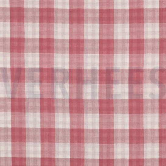 DOUBLE GAUZE DUBBELZIJDIGE RUITEN MAUVE #7