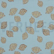 DOUBLE GAUZE MONSTERA LEAVES LIGHT BLUE (thumbnail)