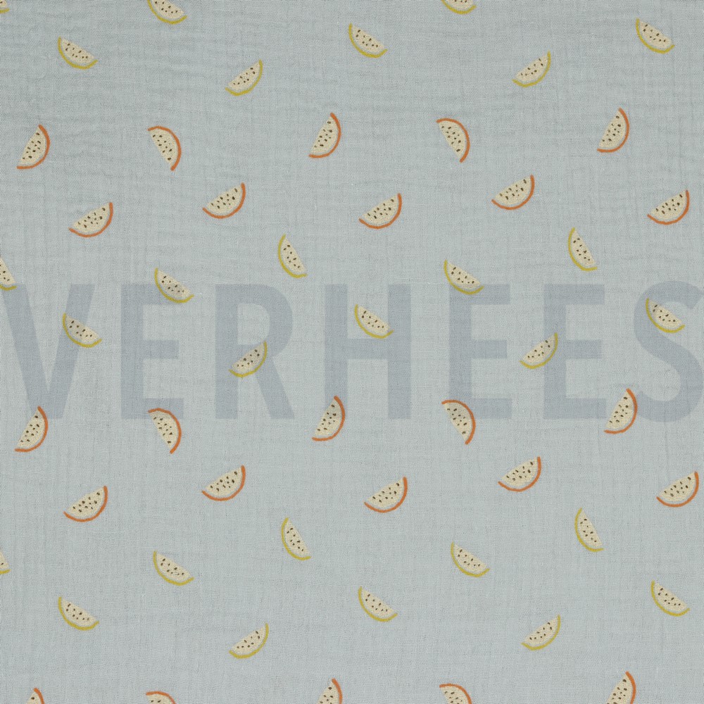 DOUBLE GAZE DE COTON GOTS MELONS GRIS CLAIR