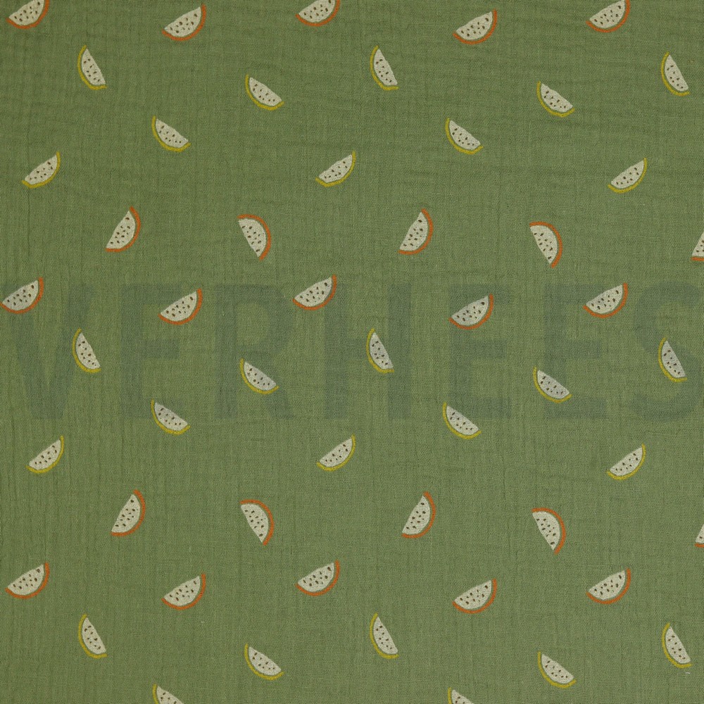 DOUBLE GAZE DE COTON GOTS MELONS VERT MOUSSE