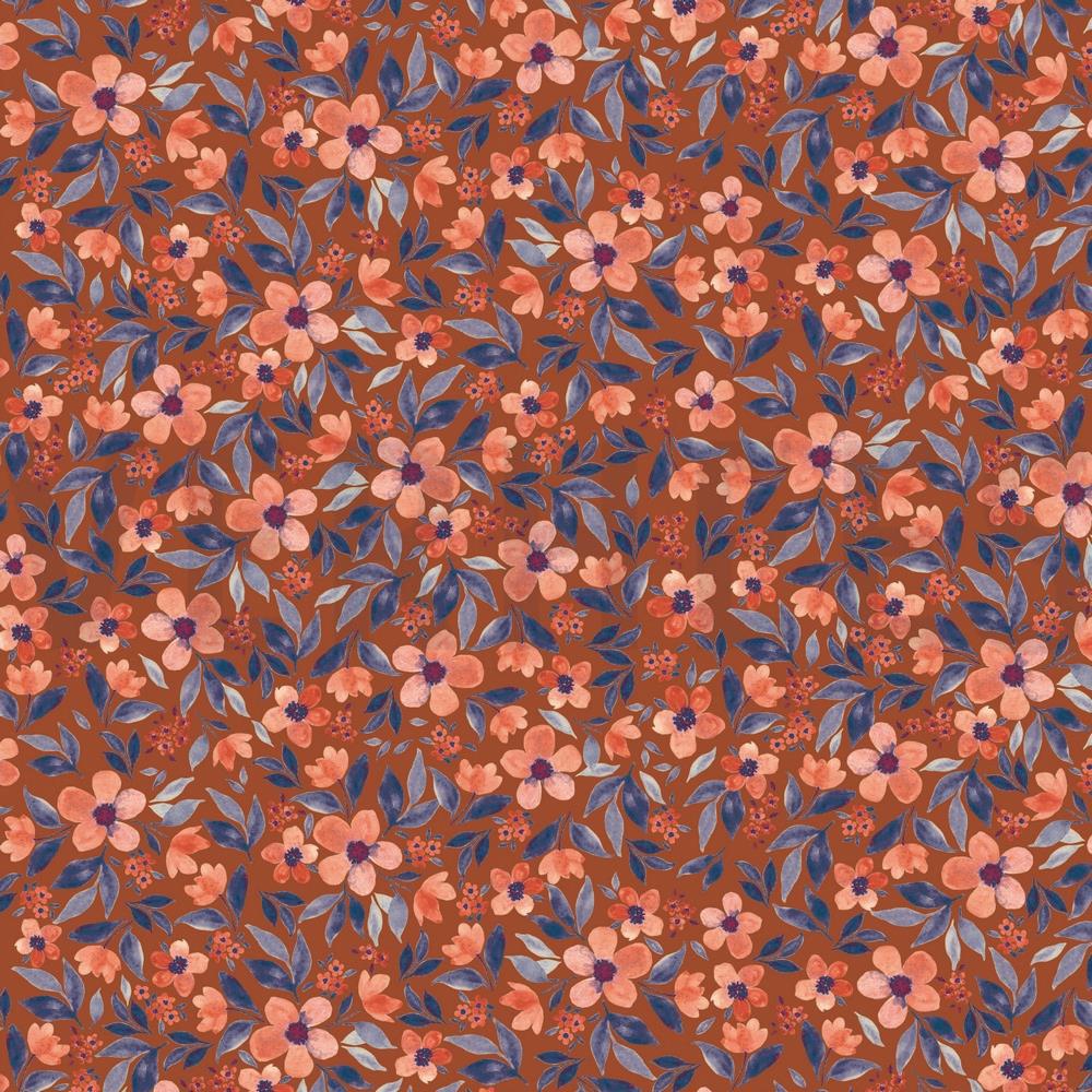 JERSEY DIGITAAL BLOEMEN POMPOENORANJE