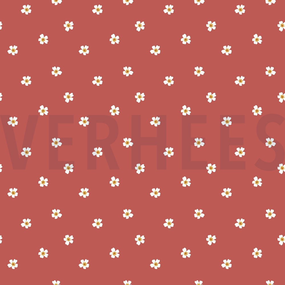 FRENCH TERRY FLOWERS SPICED CORAL