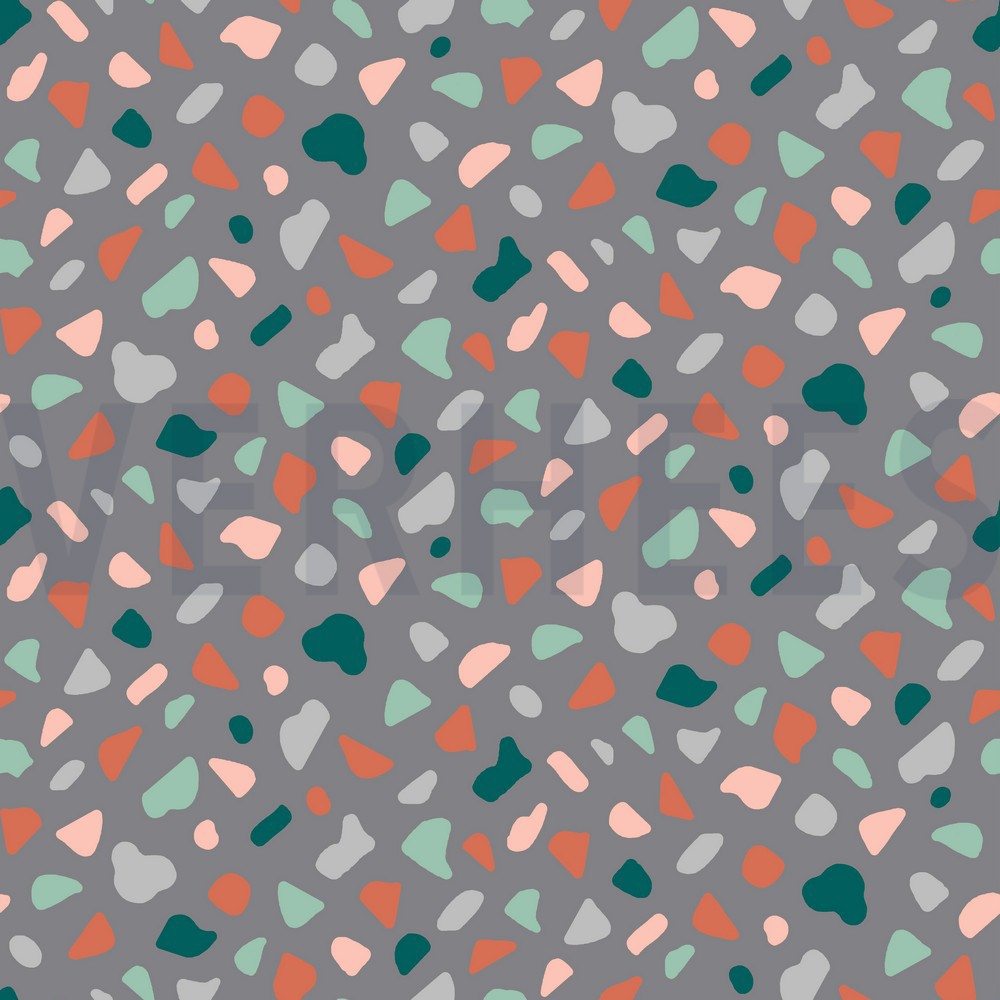 JERSEY GOTS GRAPHIC DOTS ROCK GREY